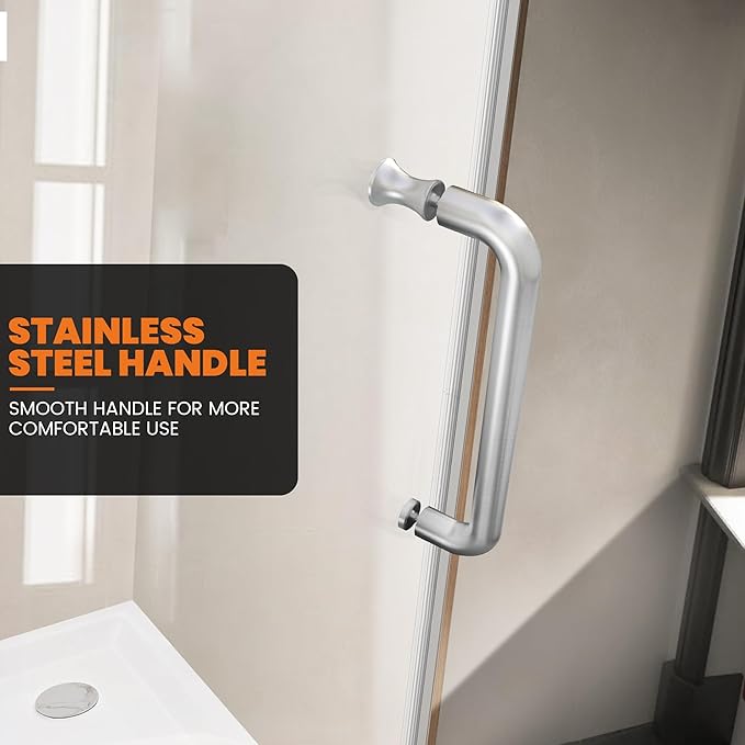 Bathroom Frameless Shower Door 24" W*72" H, 5/16" Clear Tempered Glass Hinged - Image 5