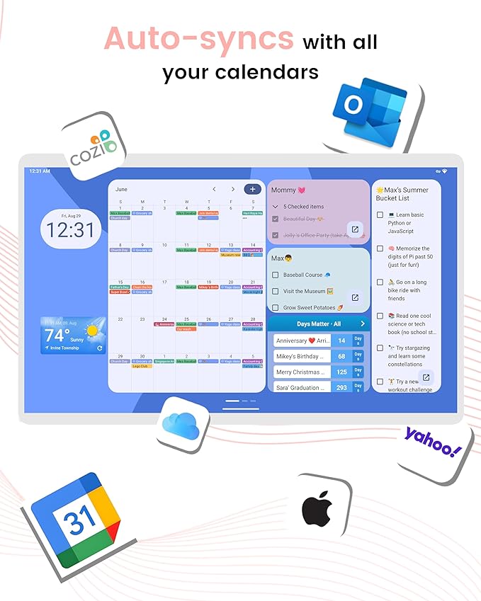 25 Inch Digital Planner Wall Planner Touch Screen Chore Chart Syncs All Android - Image 3