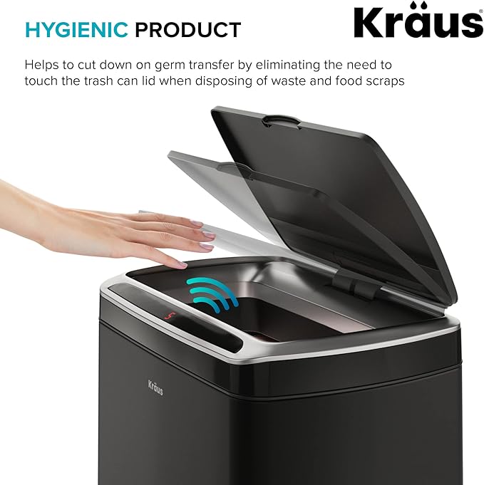 Kraus GarbagePro Rectangular 13 Gallon Hands-Free Motion Sensor Trash Can - Image 4