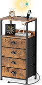Night Stand with Charging Station & Voice Control LED Night Light, 4 Drawers by RVHOME