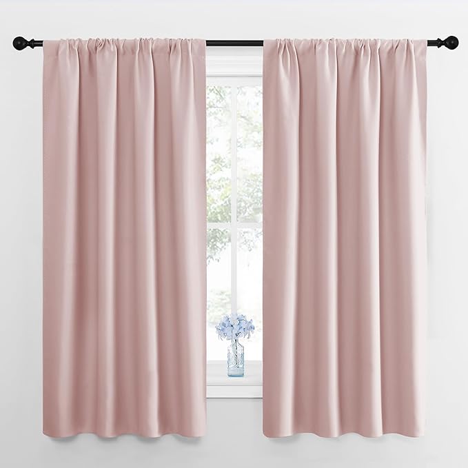 NICETOWN Blackout Curtains for Living Room, Blush Pink, 2 Panels, 42 by 63 by NICETOWN