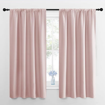 NICETOWN Blackout Curtains for Living Room, Blush Pink, 2 Panels, 42 by 63 by NICETOWN