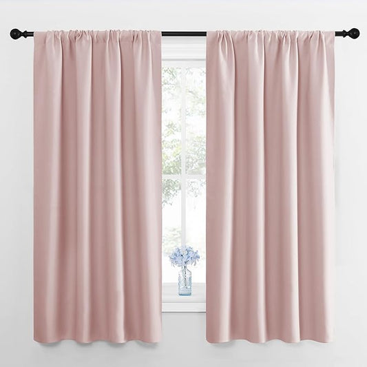 NICETOWN Blackout Curtains for Living Room, Blush Pink, 2 Panels, 42 by 63 by NICETOWN