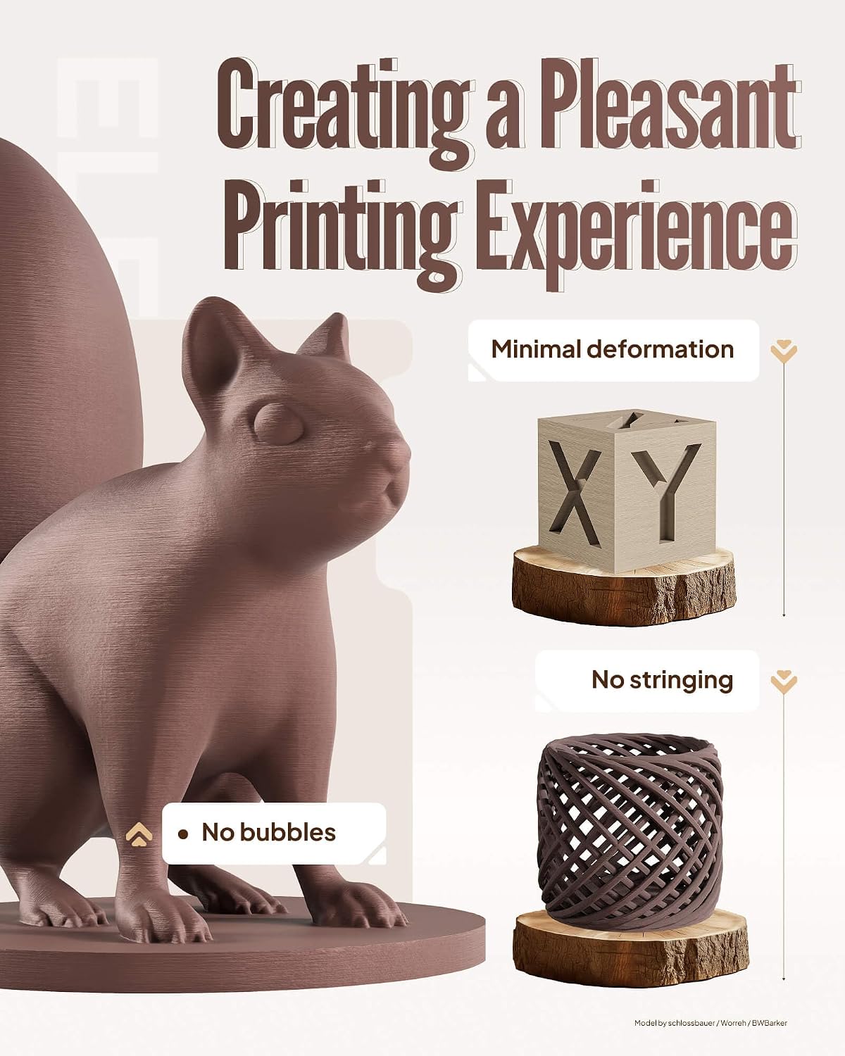 elegoo pla 3d printer filament 4kg oak wood/rosewood/tan showing dimensions
