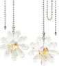 LEFERS Ceiling Fan Pull Chain, 2 Pieces 1.8" Crystal Glass Flower Pendants by L%C3%88FERS