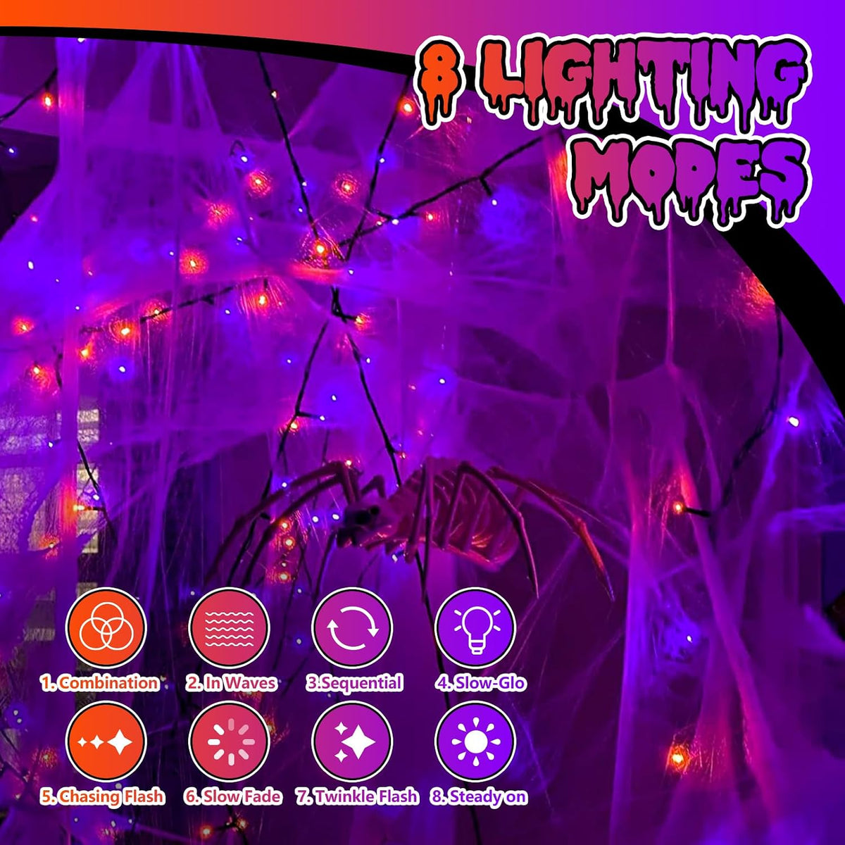 Halloween String Lights Orange and Purple 165ft 500 LED
