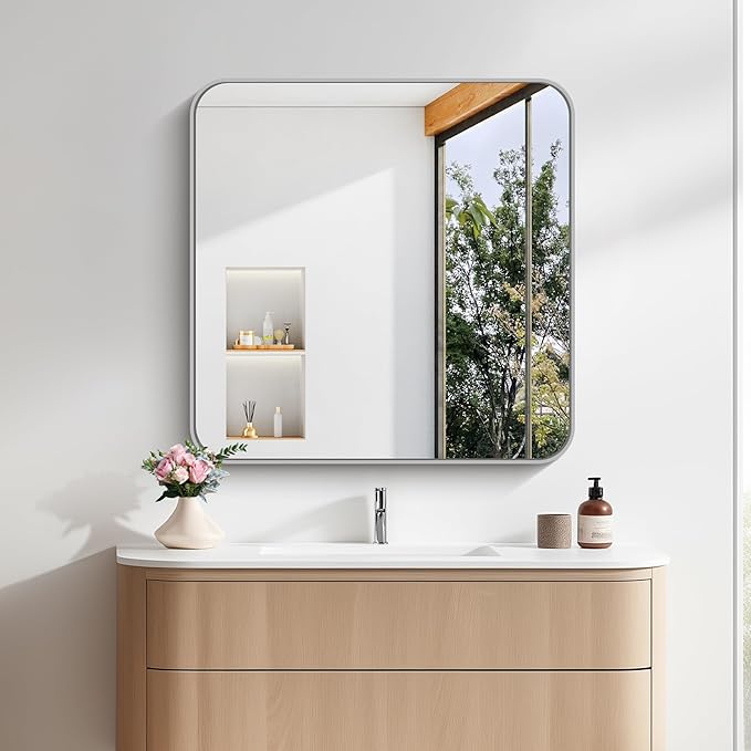 FORBATH 30x30 Inch Silver Bathroom Mirror - Image 5