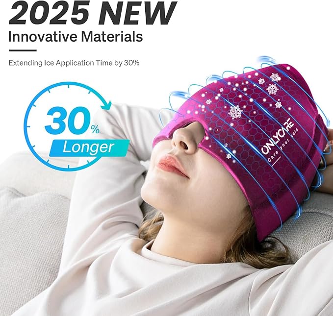 ONLYCARE Migraine Relief Cap, Upgraded Odorless Migraine Ice Head Wrap - Image 2