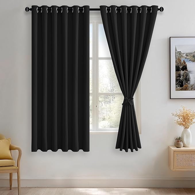 JIUZHEN Black Blackout Curtains by JIUZHEN