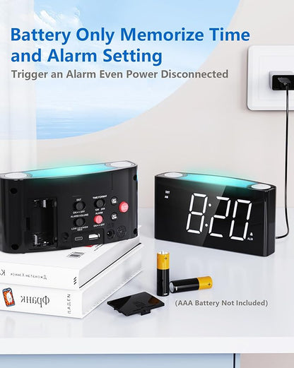 Mesqool Digital Alarm Clock for Bedroom, 7.5" Big Display, 7-Color Night Light - Image 6