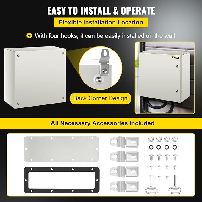 VEVOR NEMA Steel Enclosure, IP66 Waterproof & Dustproof, Outdoor/Indoor - Image 6
