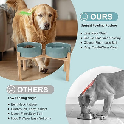 SPUNKYJUNKY Elevated Dog Bowls Ceramic, 8.3'' Dogs Food Water Bowls Raised - 60 - Image 3