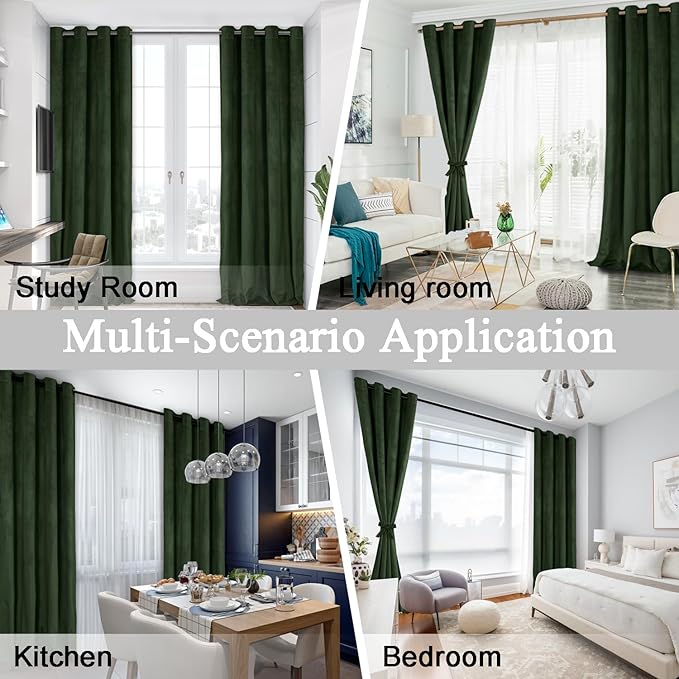 JIUZHEN Oliver Green Velvet Curtains 90 inches - Image 7
