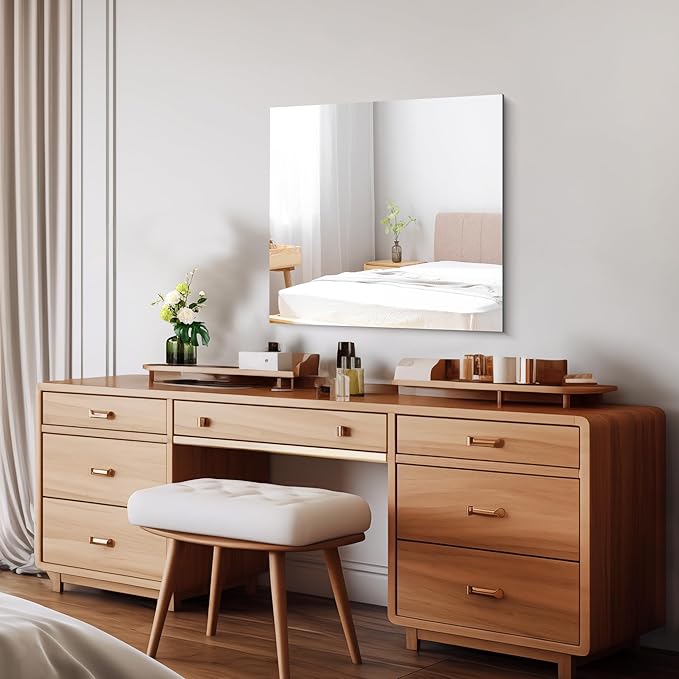 CILIBER Frameless Mirror, 24x24 inch Square Bathroom Mirrors - Image 2