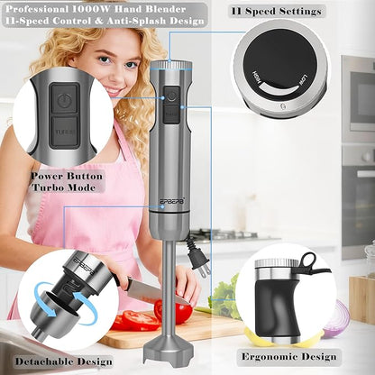 Handheld Immersion Blender Bundle, 1000W Powerful 11-in-1 Set - Image 4