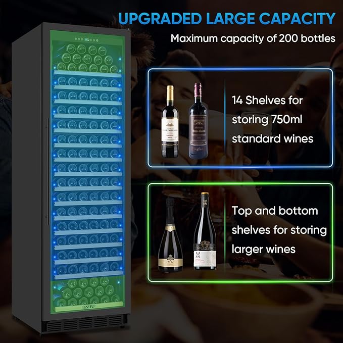 Large Wine Fridge, 200 Bottles Wine Fridge - Image 3