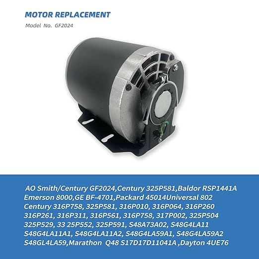 GF2024 Blower Motor 1/4HP 115V 60Hz 1725RPM 48Frame Replaces Packard 45014 Ao - Image 3