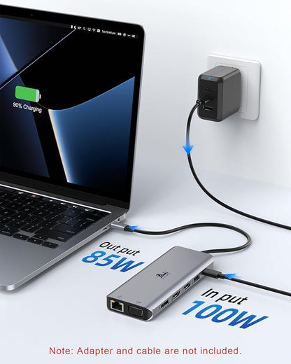 Laptop Docking Station 4 Monitors, Dual HDMI+8K DP+VGA, 100W PD, 6 USB C/A Ports - Image 5