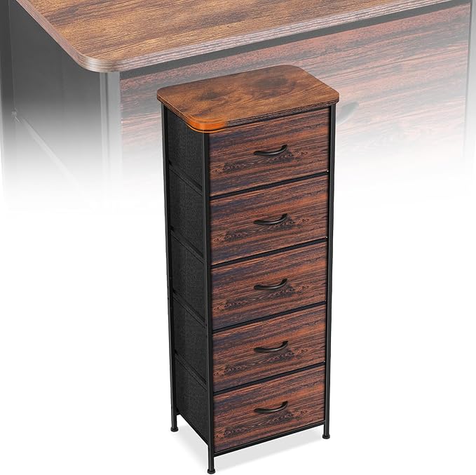 Curved Profile Dresser for Bedroom，5 Fabric Drawer Dresser by Sonharlar