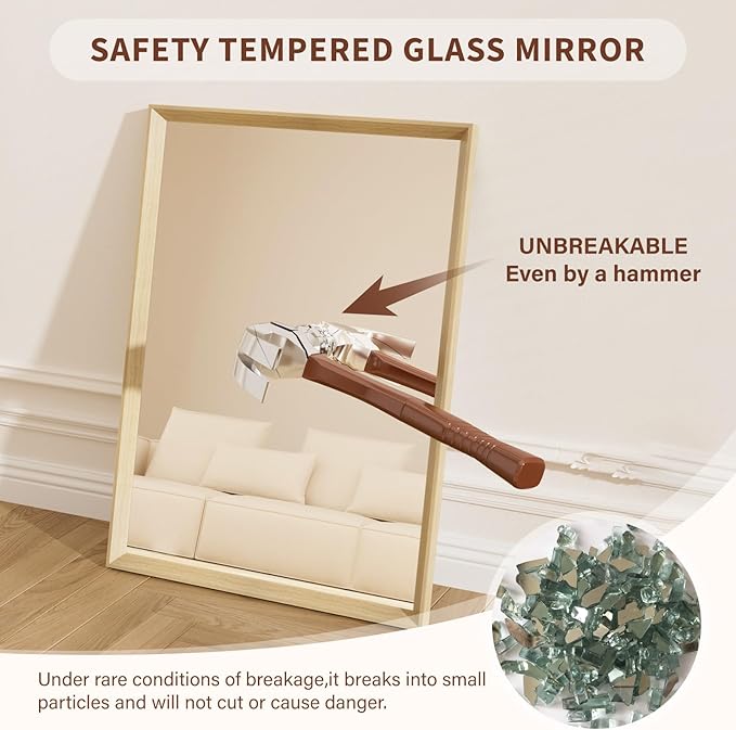 Oak Wood Effect Framed Wall Mirror, 22x30 Rectangle Mirror, Anti-desilvering - Image 5
