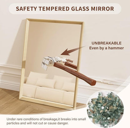 Oak Wood Effect Framed Wall Mirror, 22x30 Rectangle Mirror, Anti-desilvering - Image 5
