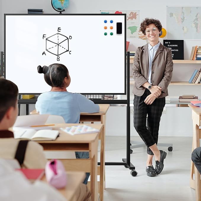 Rolling Whiteboard, 48 x 32 Inches Magnetic White Board - Image 8