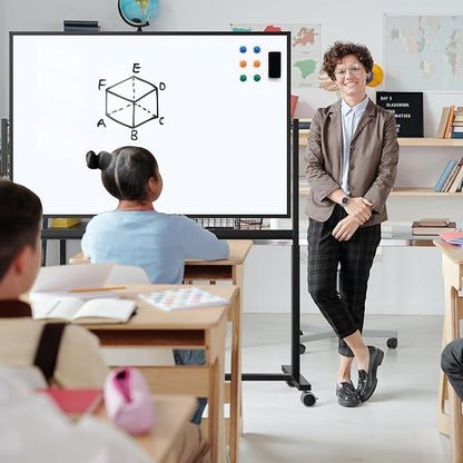 Rolling Whiteboard, 48 x 32 Inches Magnetic White Board - Image 8