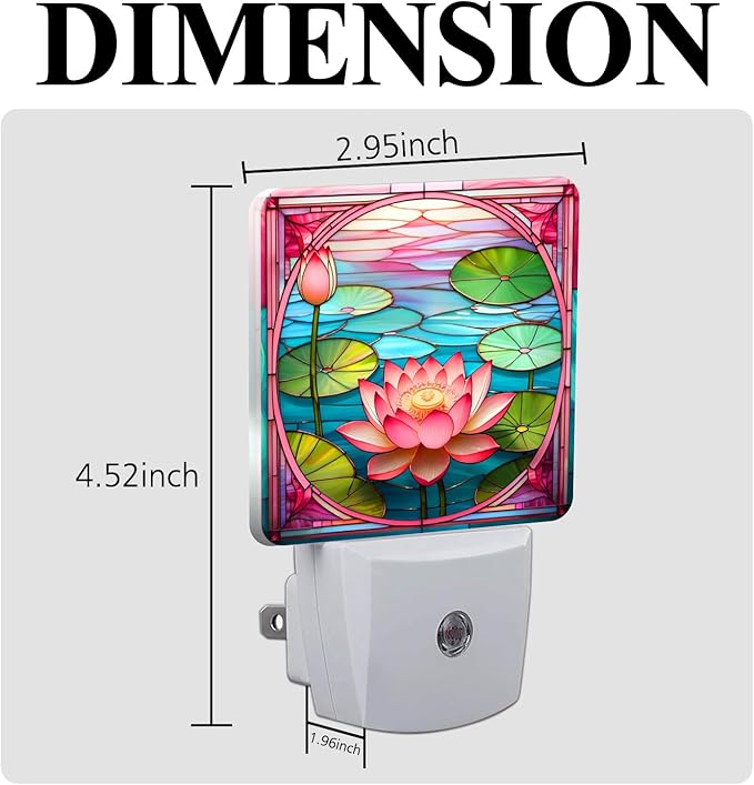 PODMemory Lotus Stained Glass Night Lights Plug into Wall - Image 2