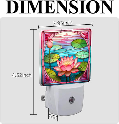 PODMemory Lotus Stained Glass Night Lights Plug into Wall - Image 2