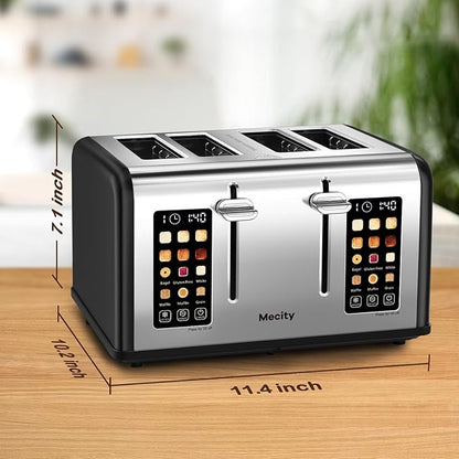 Mecity 4 Slice Toaster with Touch Screen Control, 4 Wide Slots, Stainless Steel - Image 8