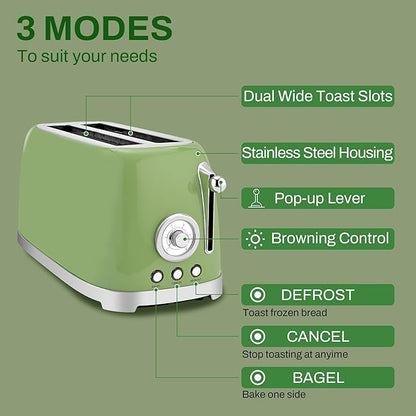 SUSTEAS Toaster 4 Slice Wide Slot, Stainless Steel Bread Bagel Toasters - Image 2
