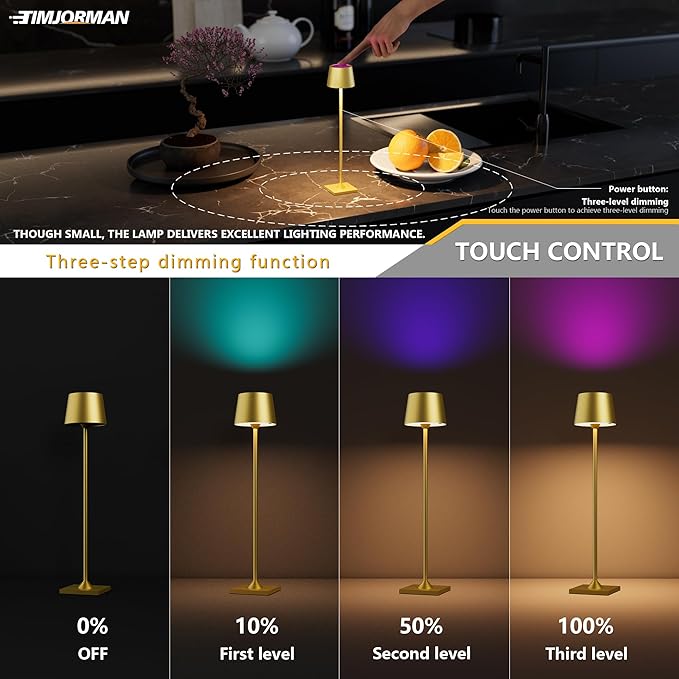 Compact Cordless Table Lamp, Rechargeable LED Night Light, Dual Light Source - Image 4