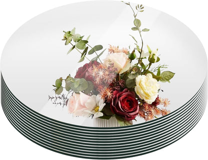 Set of 12 Round Mirrors for Centerpieces, 12 Inch Glass Mirrors Candle Plate Circle Mirror Trays Large Glass Mirror Tiles for Table Centerpieces, Wedding, Party Decorations, Crafts, Wall Decor