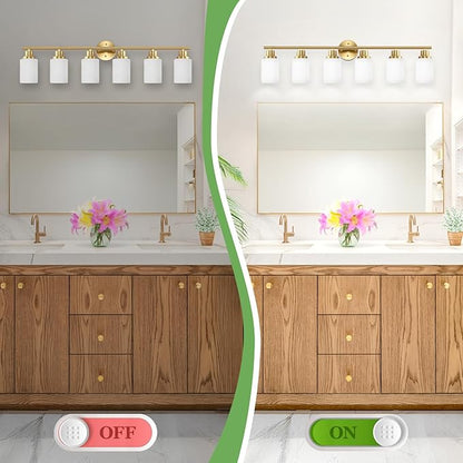 Guliaofo 6-Light Vanity Lights, Brushed Gold Bathroom Light Fixture - Image 5