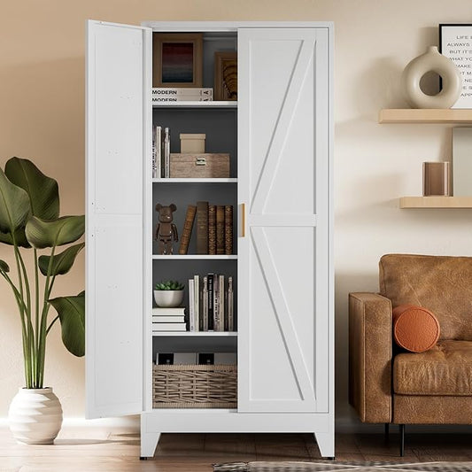 COFaR 5 Tier Metal Farmhouse Storage Cabinet by COFAR
