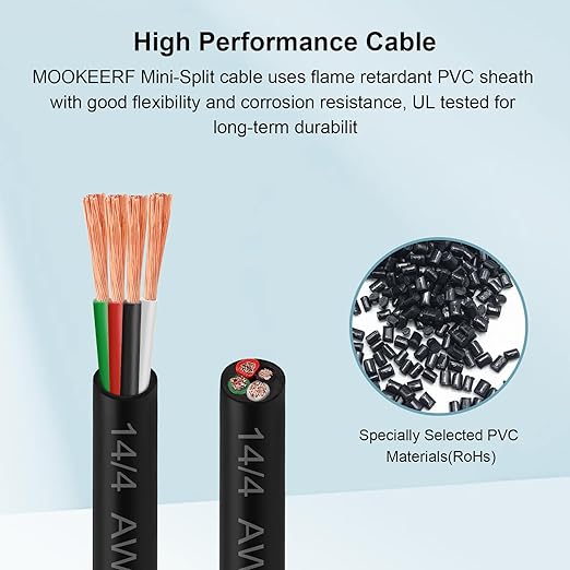 MOOKEERF 14/4 AWG Mini-Split Cable - 10FT 14 AWG 4 Conductor Control Cable 300V - Image 6