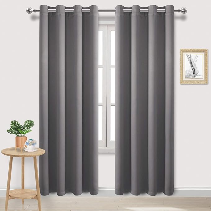 DWCN Grey Blackout Curtains for Bedroom, Room Darkening Thermal Drapes for by DWCN
