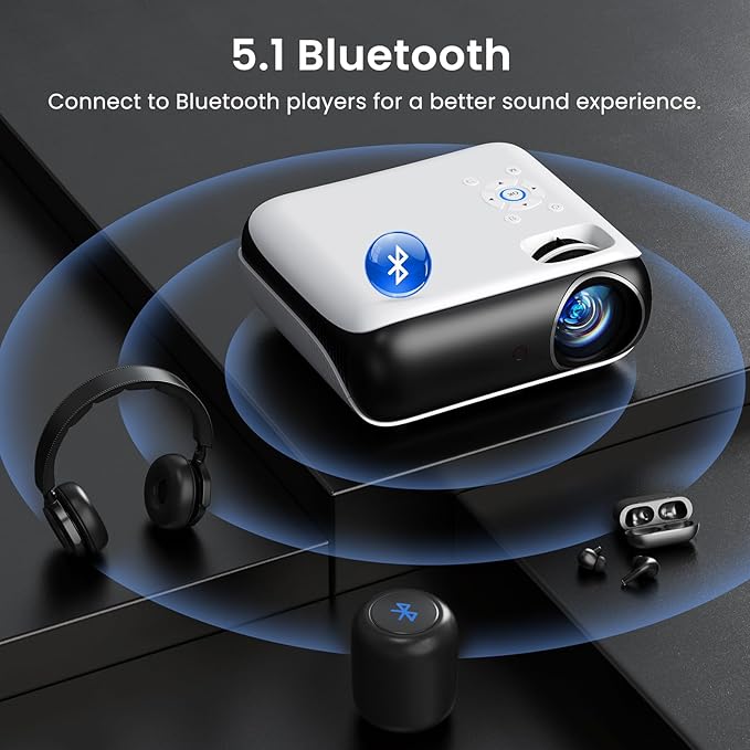 HAPPRUN Native 1080P Bluetooth Mini Projector, Full HD Portable Outdoor Movie - Image 5