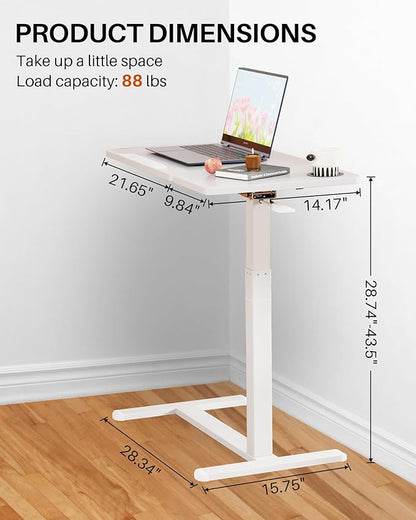 Overbed Table with Wheels, Pneumatic Height Adjustable Overbed Bedside Table - Image 2