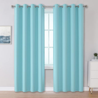 DUALIFE Aqua Curtains for Living Room Bedroom Light Blocking Window Curtains by DUALIFE