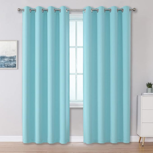 DUALIFE Aqua Curtains for Living Room Bedroom Light Blocking Window Curtains by DUALIFE