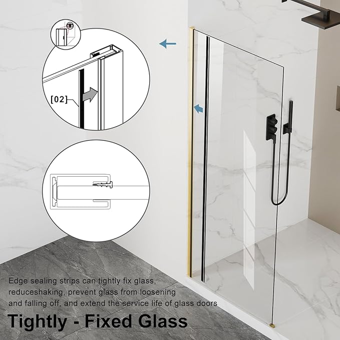 Bathbliss 36" W x 76" H Frameless Shower Glass Panel, 8mm Clear Tempered Glass - Image 7