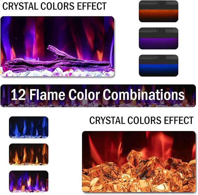 60 inch Electric Fireplace, Recessed and Wall Mounted Slim Electric Fireplace - Image 3