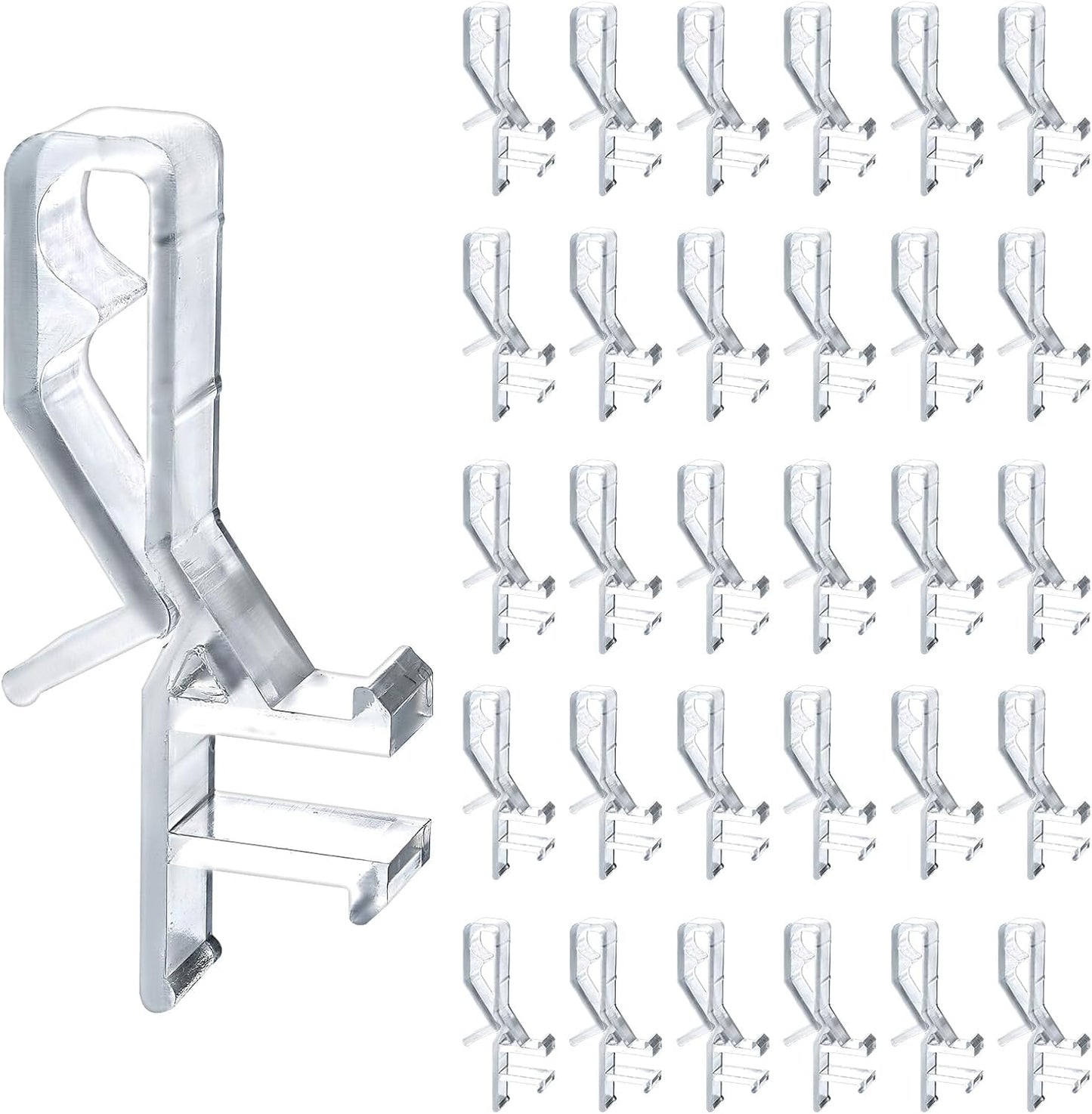 30 Pcs Hidden Channel Valance Clips 1-7/8 Inch Clear Plastic Blinds Clips for Valance, Replacement Clip with a Groove for Blinds Wood & Faux Wood Window Blinds