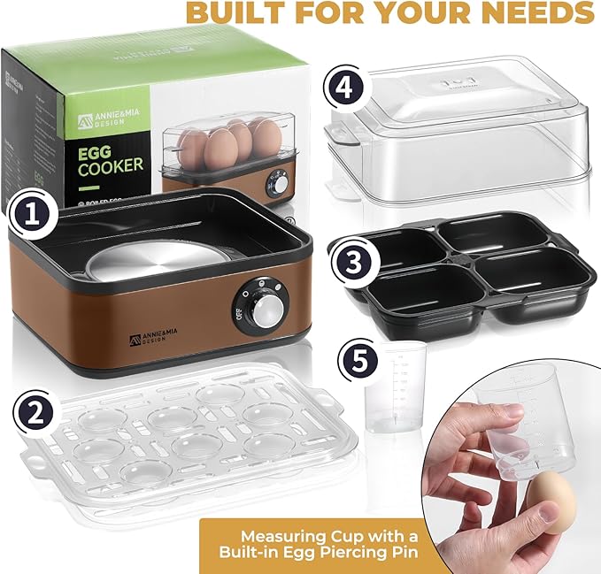 Annie & Mia Design Electric Egg Cooker, Stainless Steel 8 Egg Capacity egg - Image 6