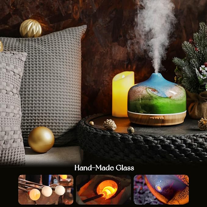 Porseme 500ml Glass Essential Oil Diffuser Aromatherapy Ultrasonic Cool Mist - Image 5