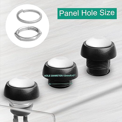 QTEATAK 1/2" Pre-Wired Mounting Hole On/Off White Mini Round Waterproof - Image 2