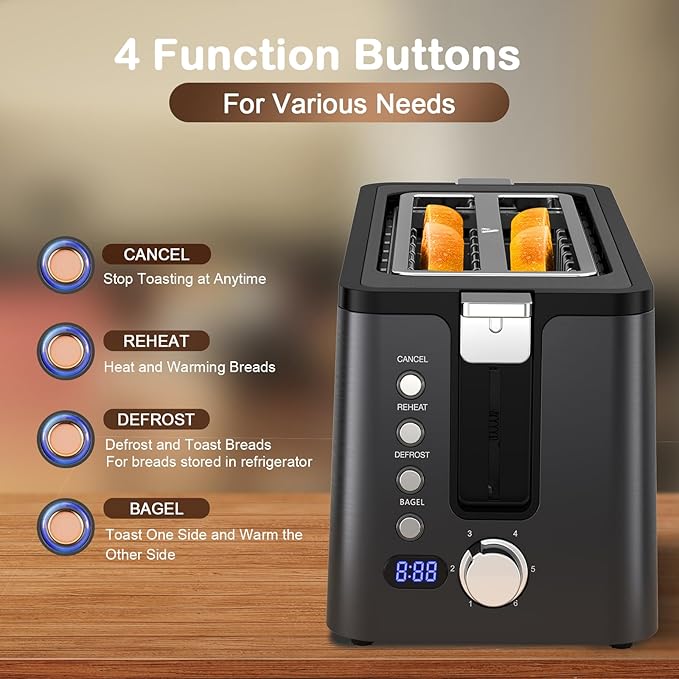 Mecity 4 Slice Toaster, Long Slot Toaster - Image 5