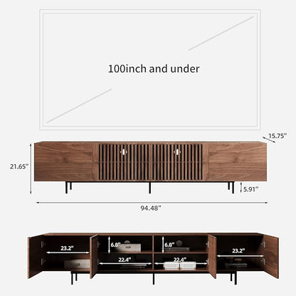gaoyangjiaju 94.48" Mid-Century Modern TV Stand, Walnut Media Console - Image 2