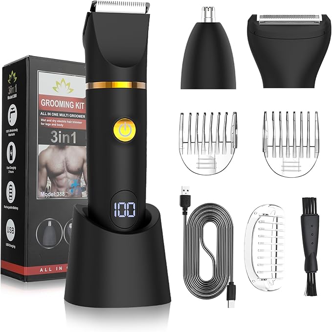 Qreeyx Manscape Body Trimmer for Men, 3 in 1 Men's Grooming Kit by ClippersTrimmersformen